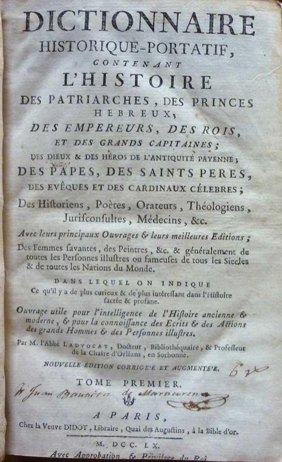 Dictionnaire historique portatif. 2 vols.