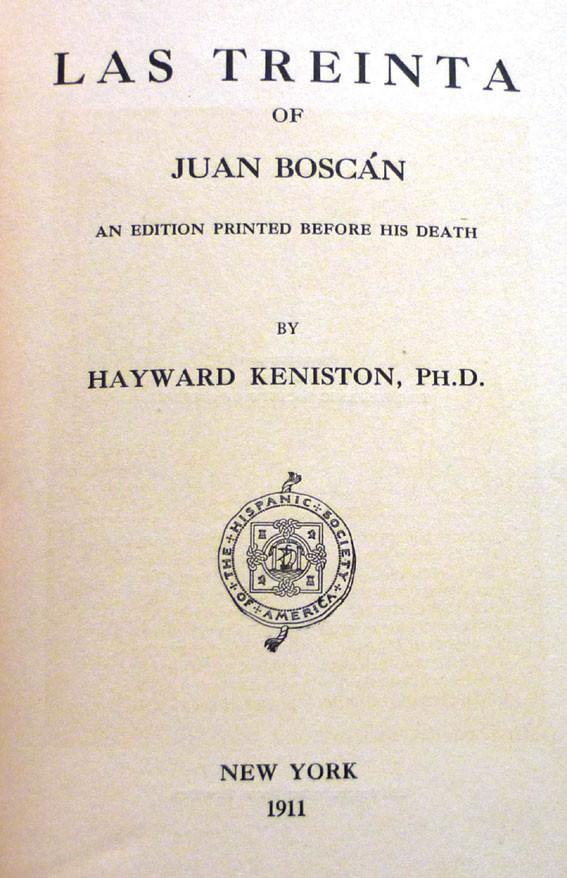 Keniston. Las treinta of Juan Boscán
