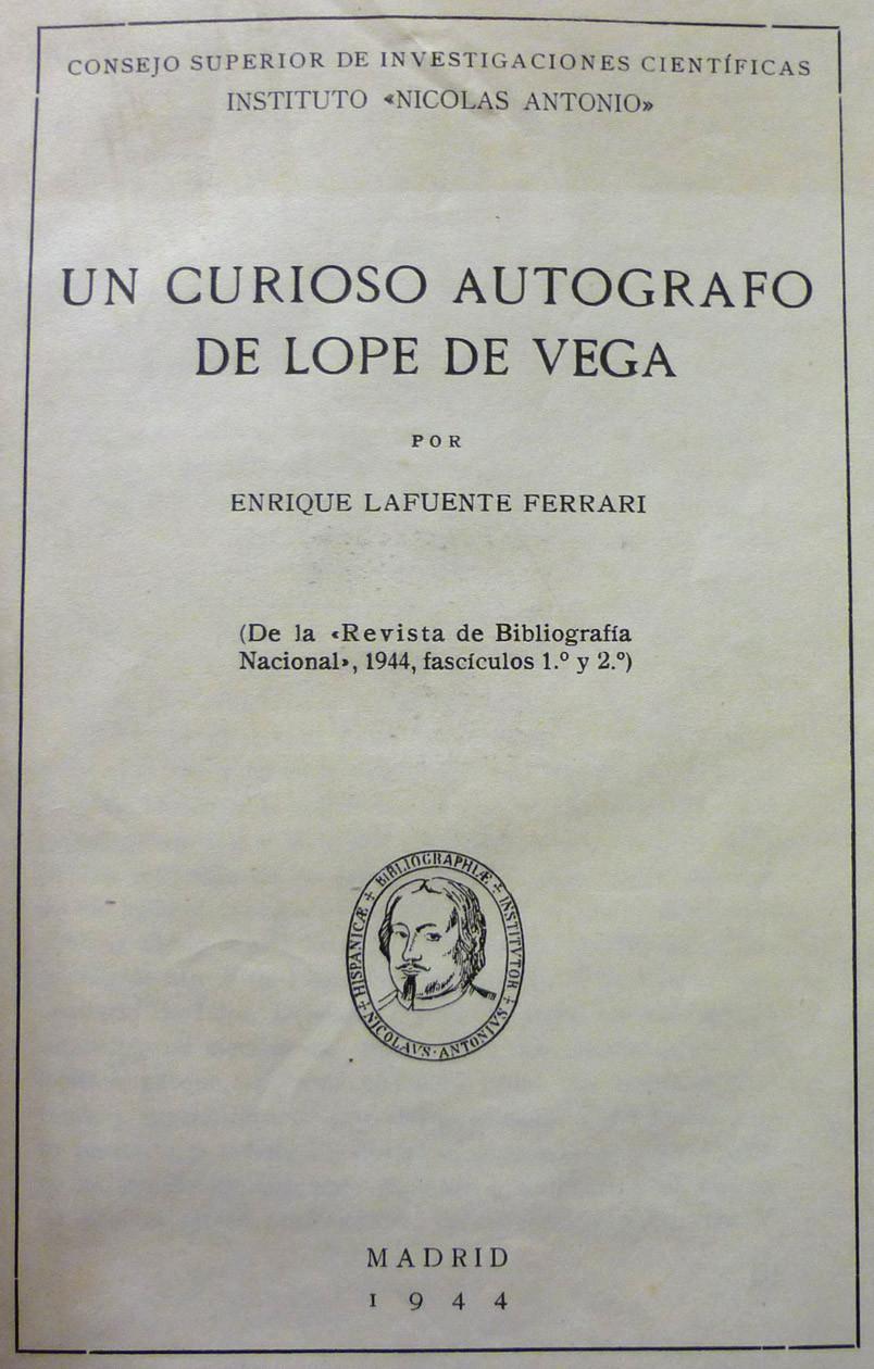 Lafuente Un curioso autógrafo de Lope de Vega