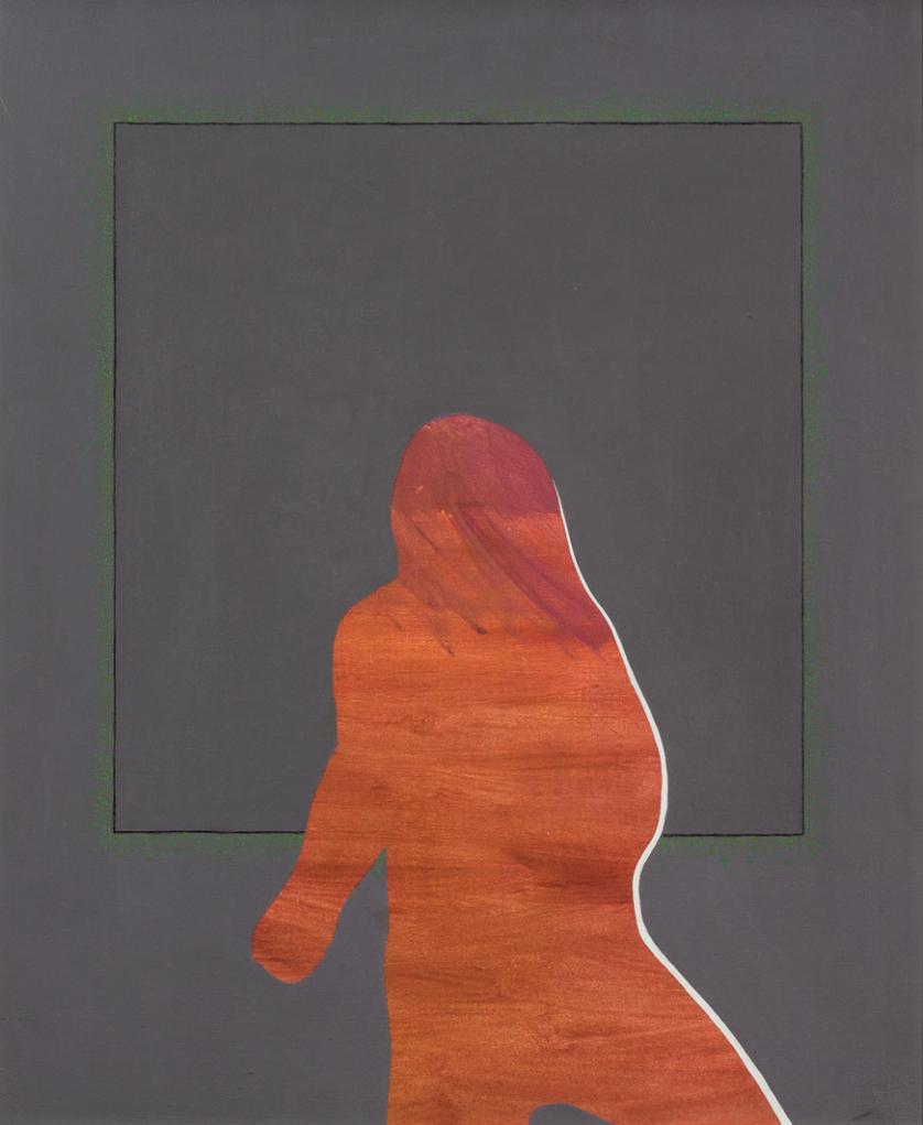 Doroteo Arnaiz. Orange figure on gray background