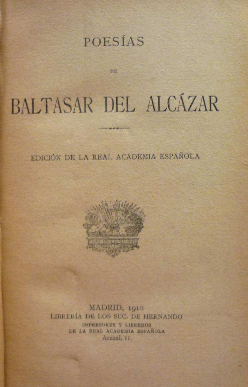 Baltasar del Alcázar. Poesías