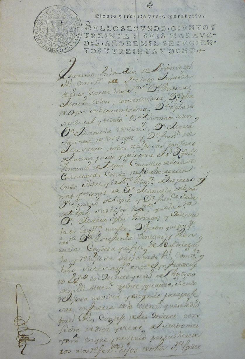 Manuscrito Sra. Comendadora de Santiago de Madrid