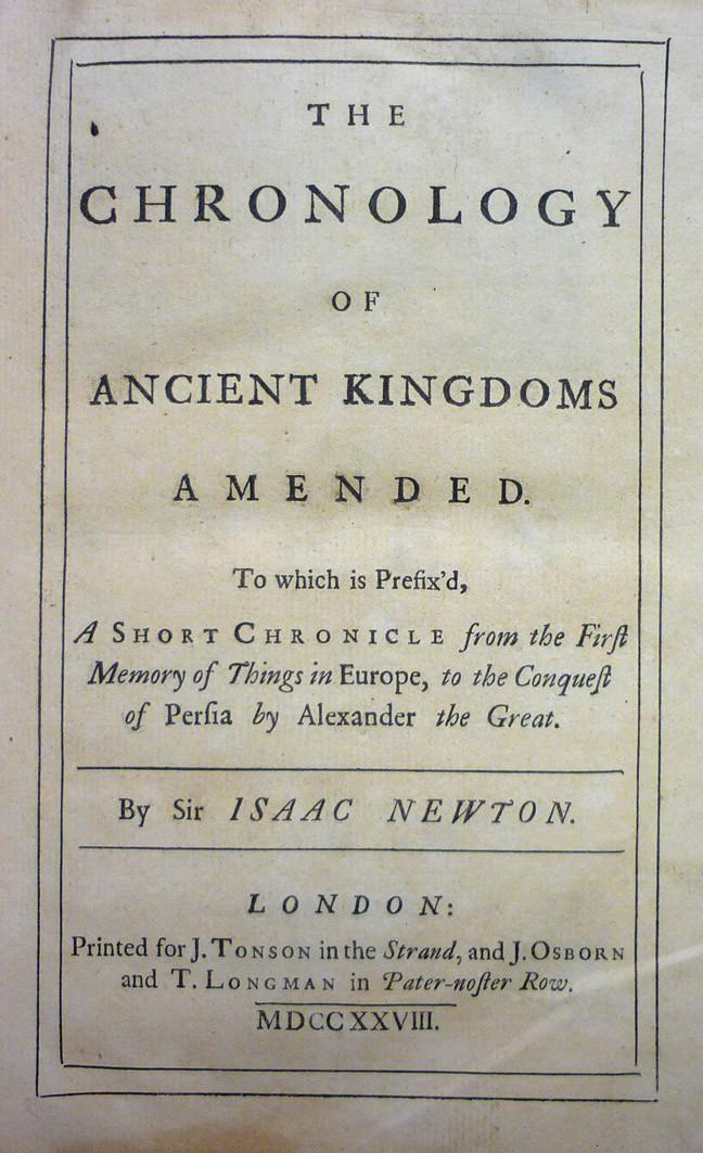 Newton. The chronology of ancient kingdoms 1ª ed.