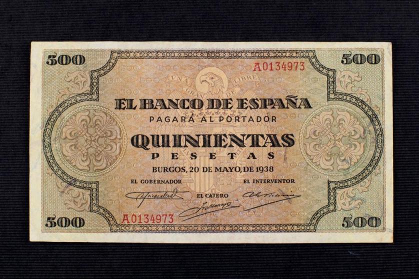 Billete de 500 pesetas. Mayo de 1938