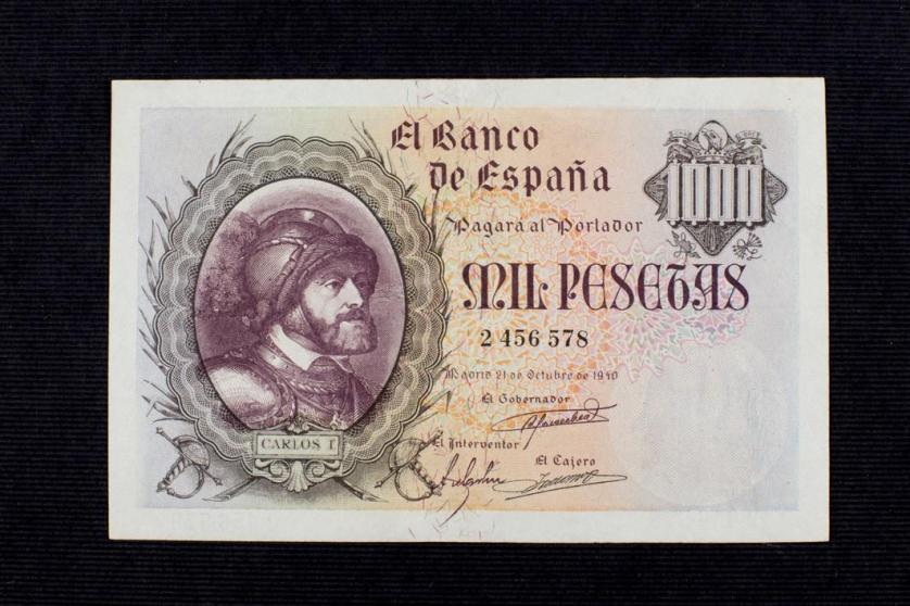 Billete de 1000 pesetas. Octubre de 1940