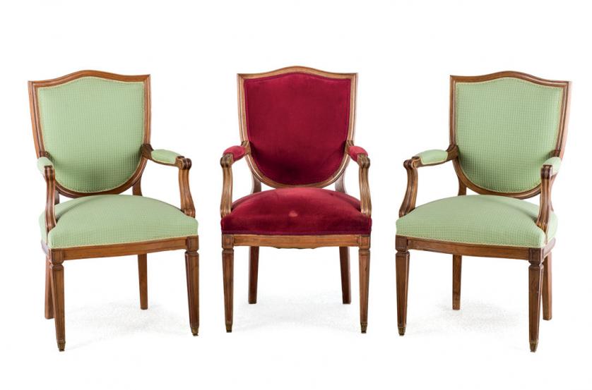 Three Heppelwhite style armchairs