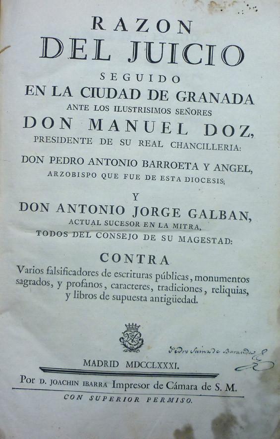 Razón del juicio en la Ciudad de Granada