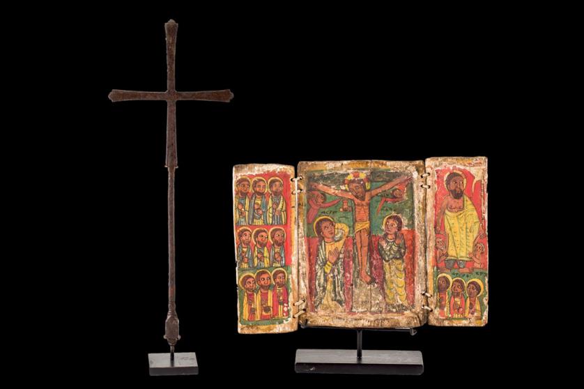 Tríptico y cruz etíopes, S. XVI