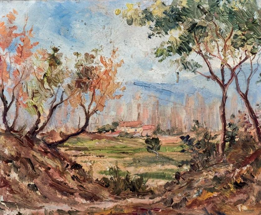 *G. Hevesi. Landscape. Oil on cardboard