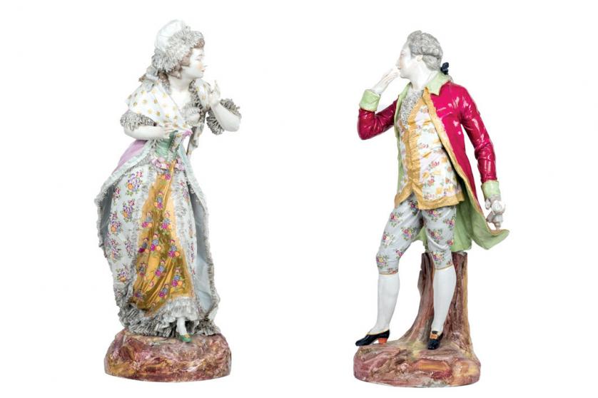 A pair of French porcelain figures.C.1890-1900