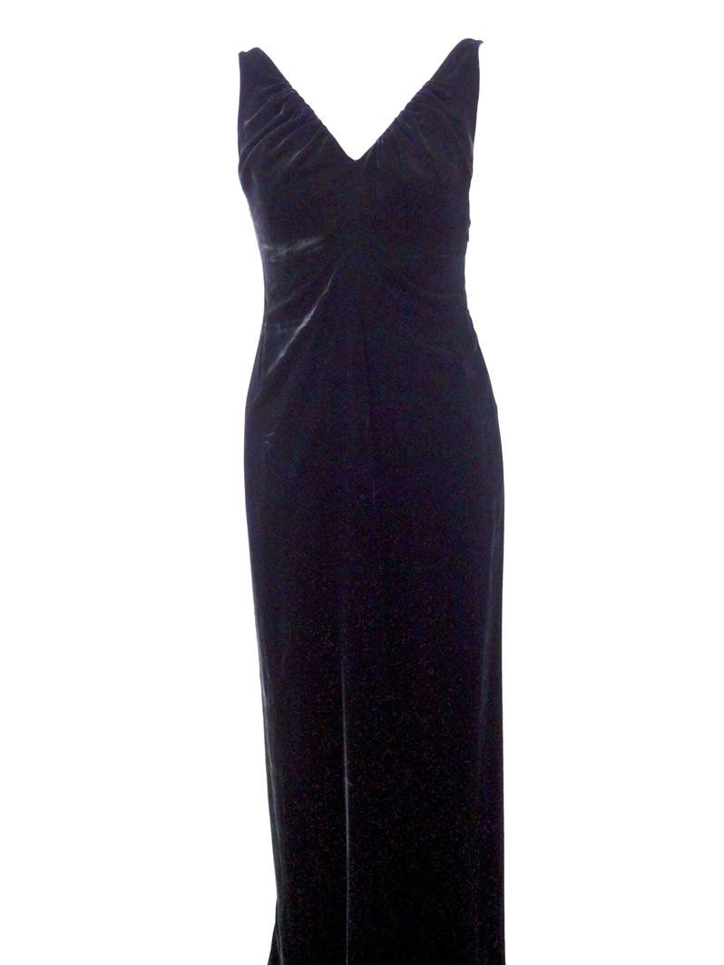 A Valentino black velvet evening gown