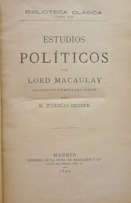 Macaulay. Estudios políticos