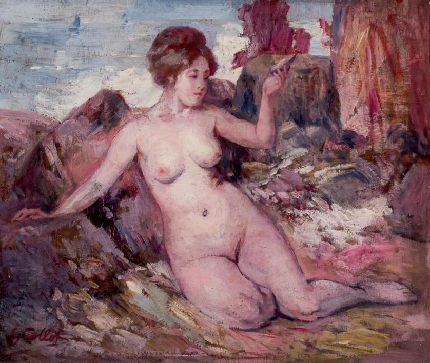 Georges Caillot. Desnudo sobre rocas