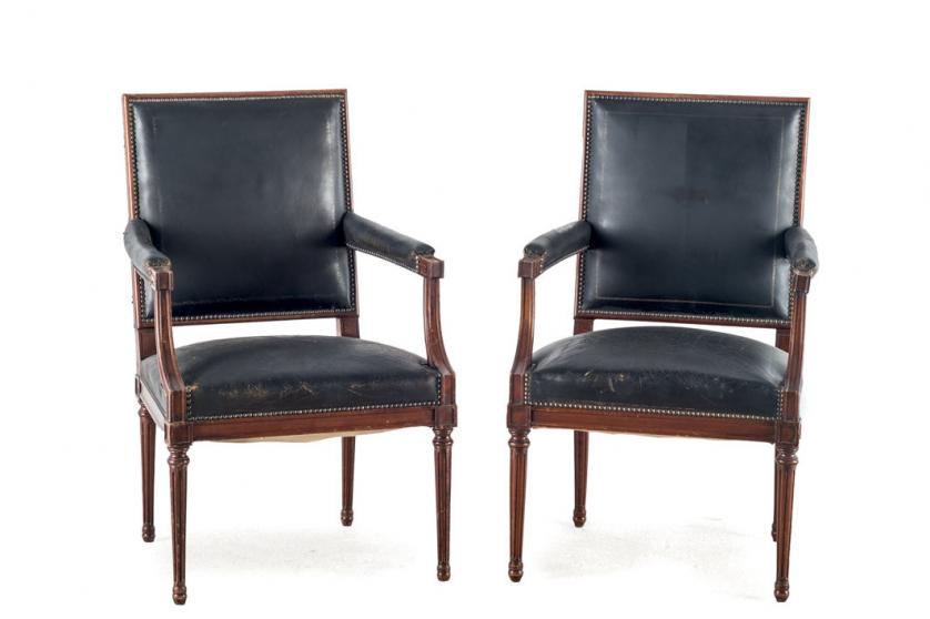 A Louis XVI style pair of armchairs