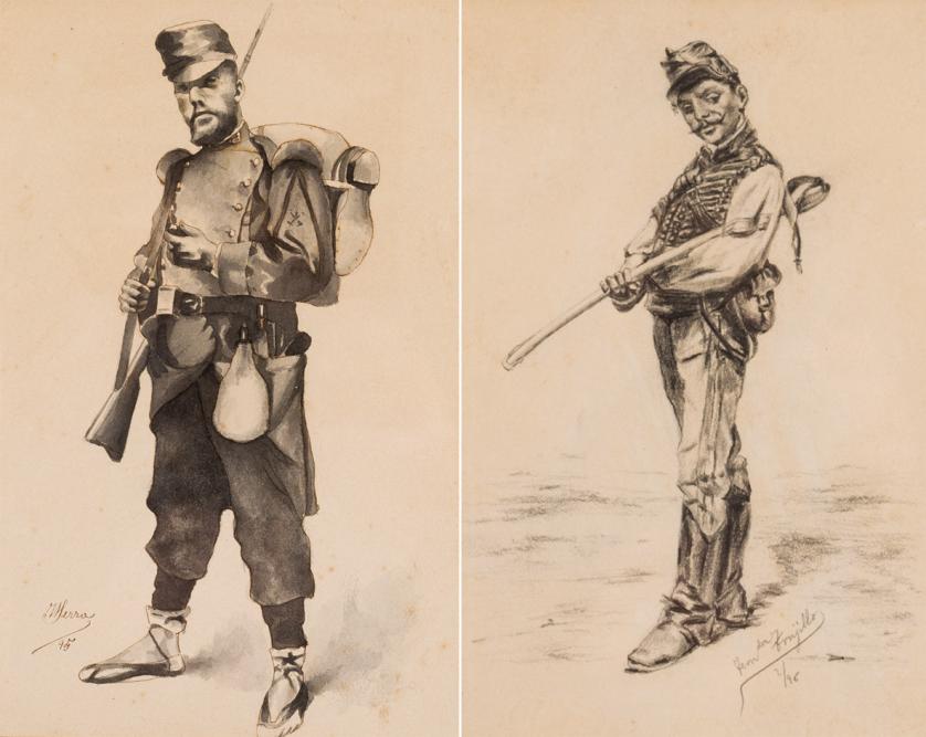 Escuela española, S. XIX. Retratos de militares