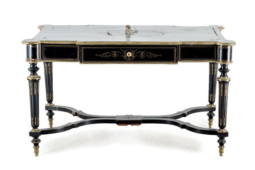 French Napoleon III center table, 19th C.