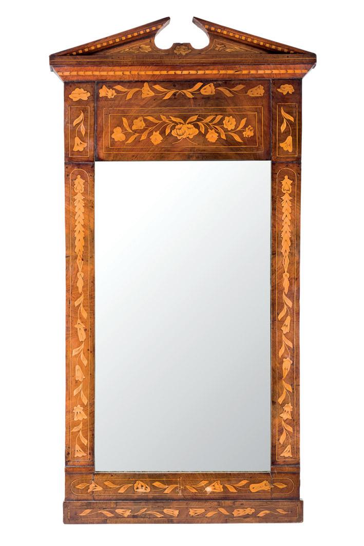 Wallnut and marquetry mirror