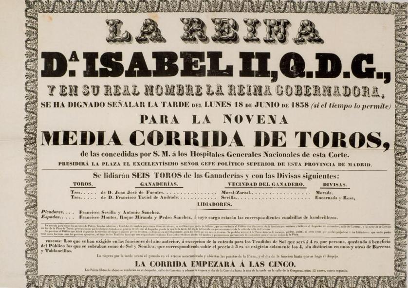 Cartel de toros isabelino, 1838