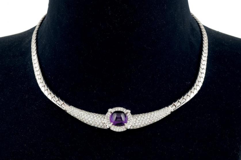 Diamond and amethyst necklace