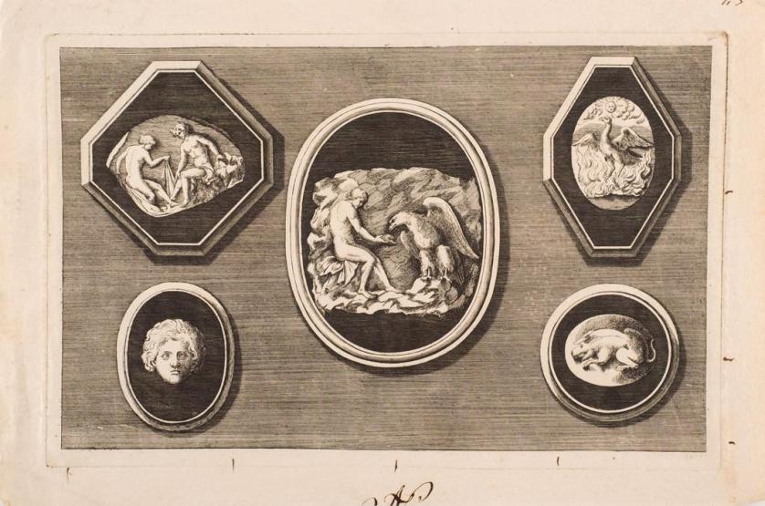 Tres grabados con altorrelieves clásicos