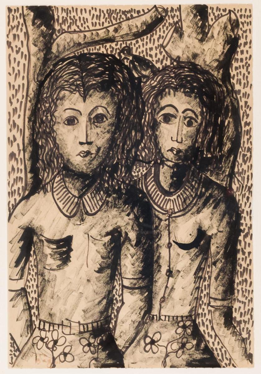 Miguel Rivera Bagur. A pair of figures. drawing