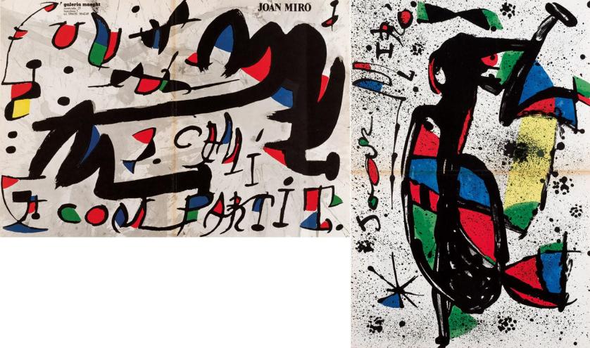 Pareja de litografías de Miró