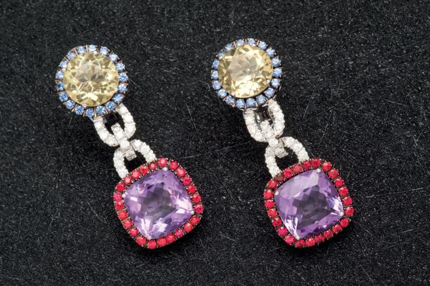 Sapphire and quartz earrings