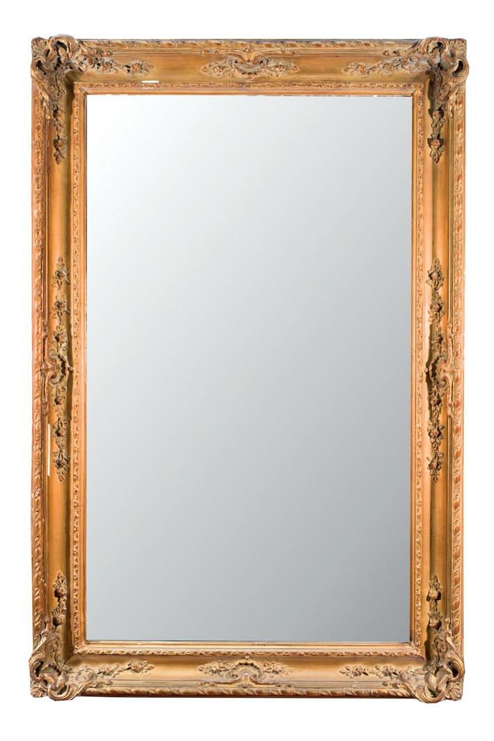 Mirror mounted on golden frame
