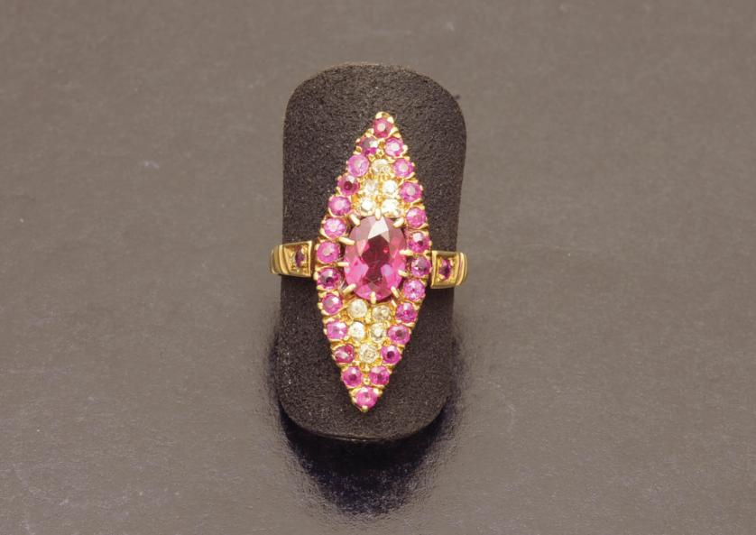 Ruby navette ring and similar ruby