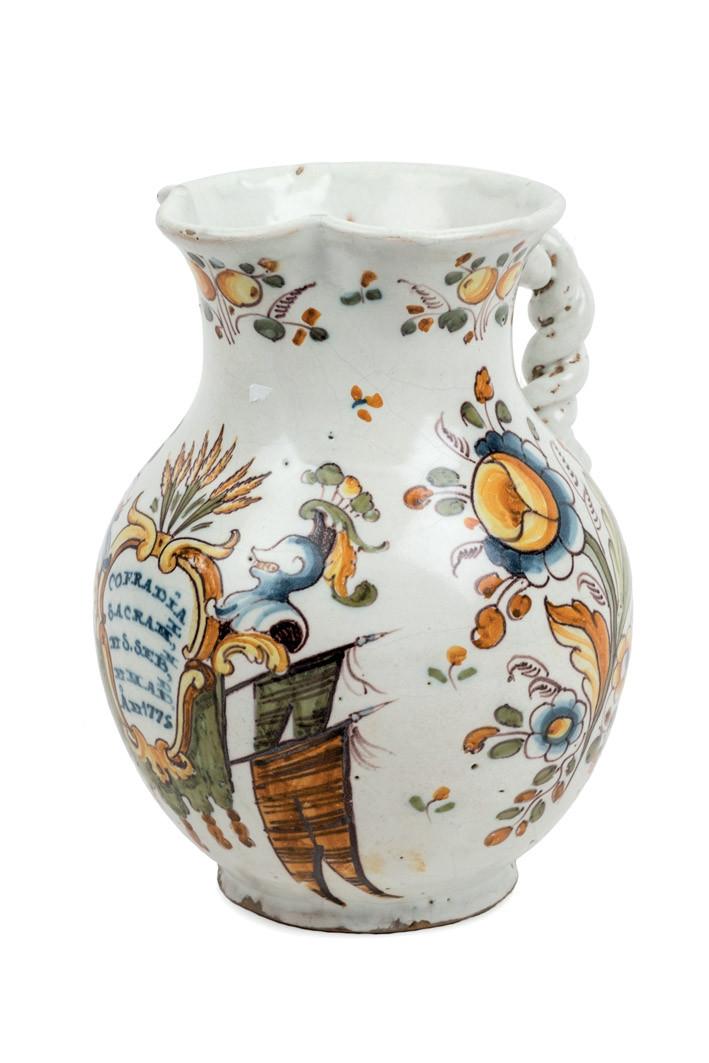 A Spanish Talavera ceramic jar, 1775