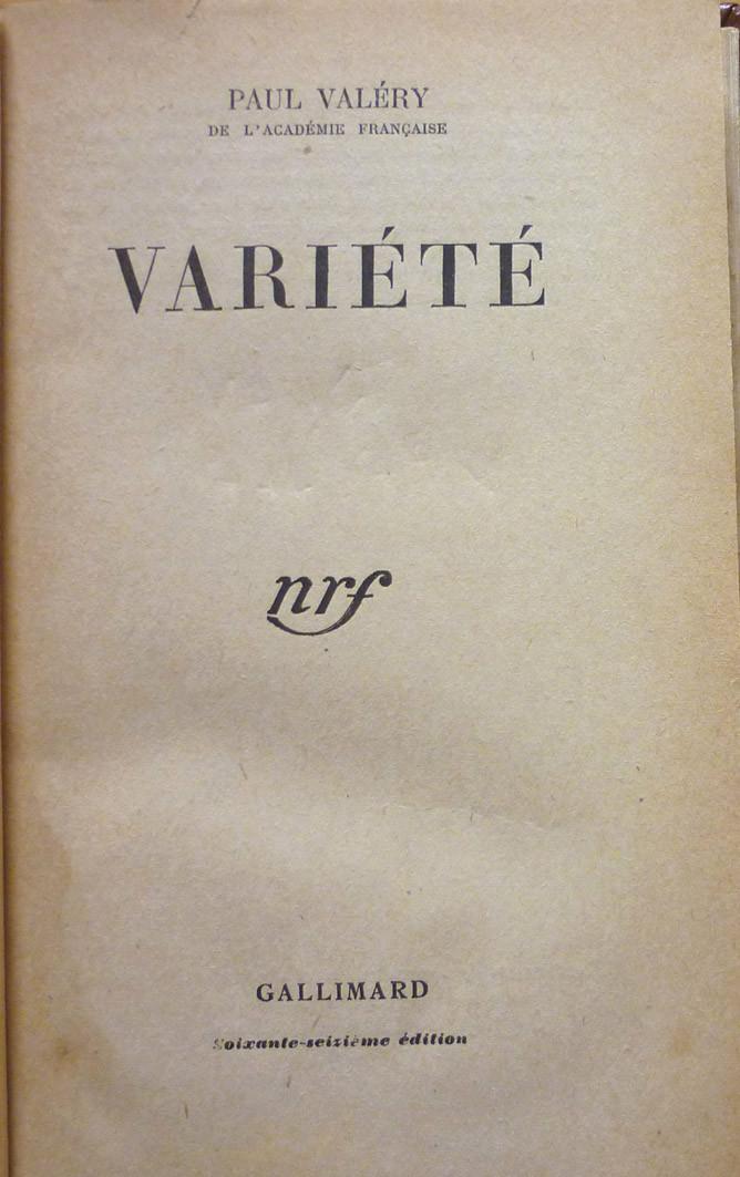 Valéry. Variété (2 vols.)