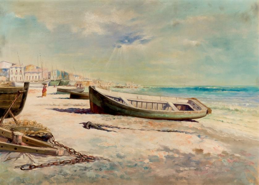 Jose Meseguer. Boats on the beach