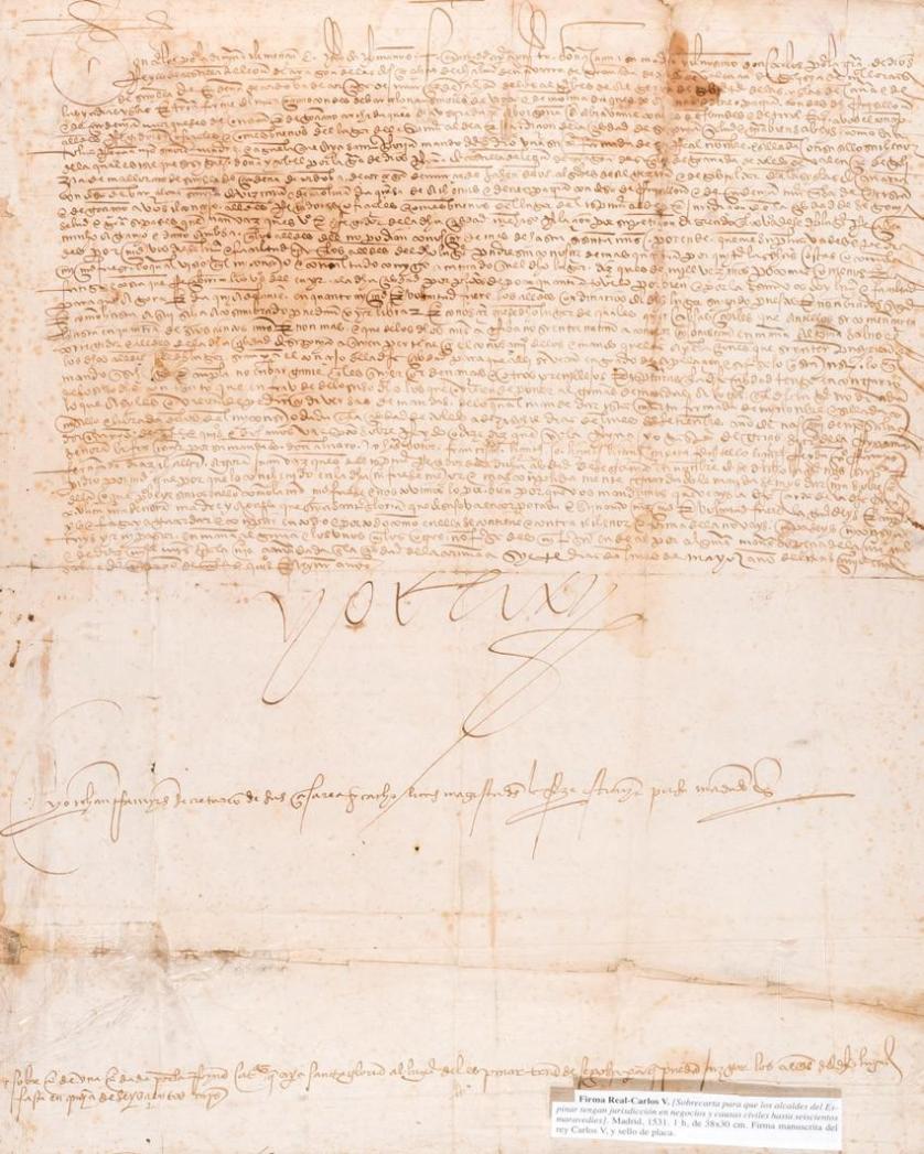 Carta manuscrita autografiada por Carlos V