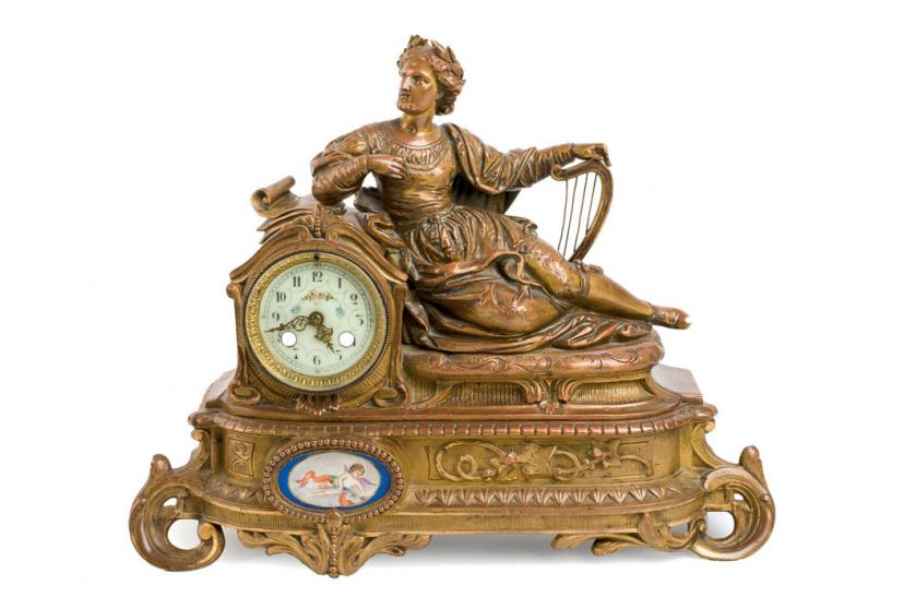 Reloj de sobremesa en bronce, estilo Luis XVI