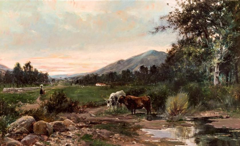 Pablo Buendía y Beltrán. Paisaje con vacas (1898)