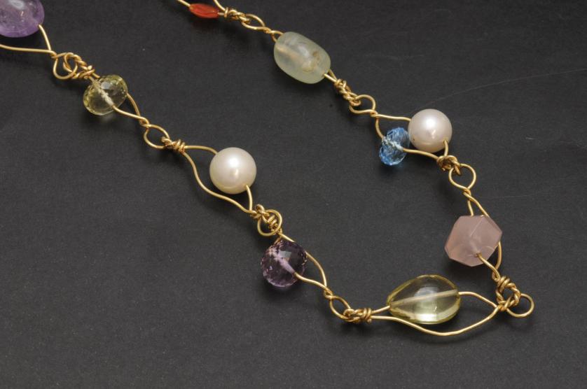 Tous gold and varsious stones necklace