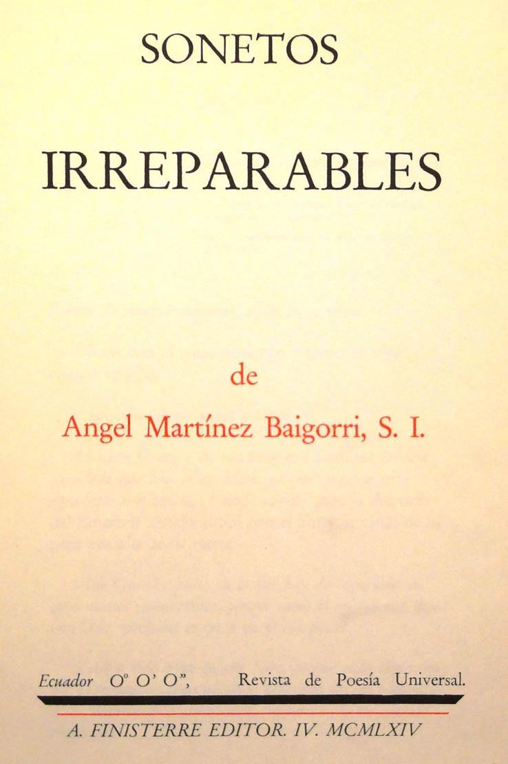 Martínez Baigorri. Sonetos Irreparables