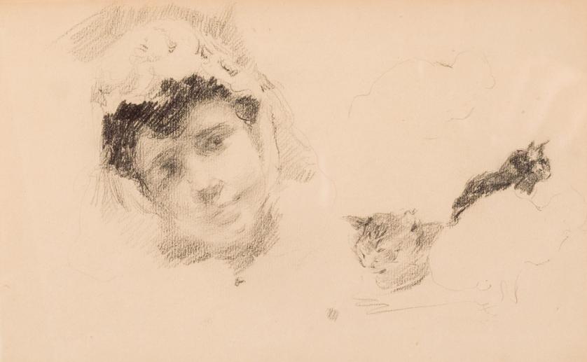 Ricardo Balaca. Dama y gato (ca. 1850)
