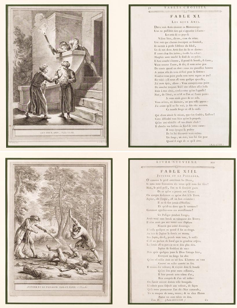 Fables of La Fontaine. Pair of engravings