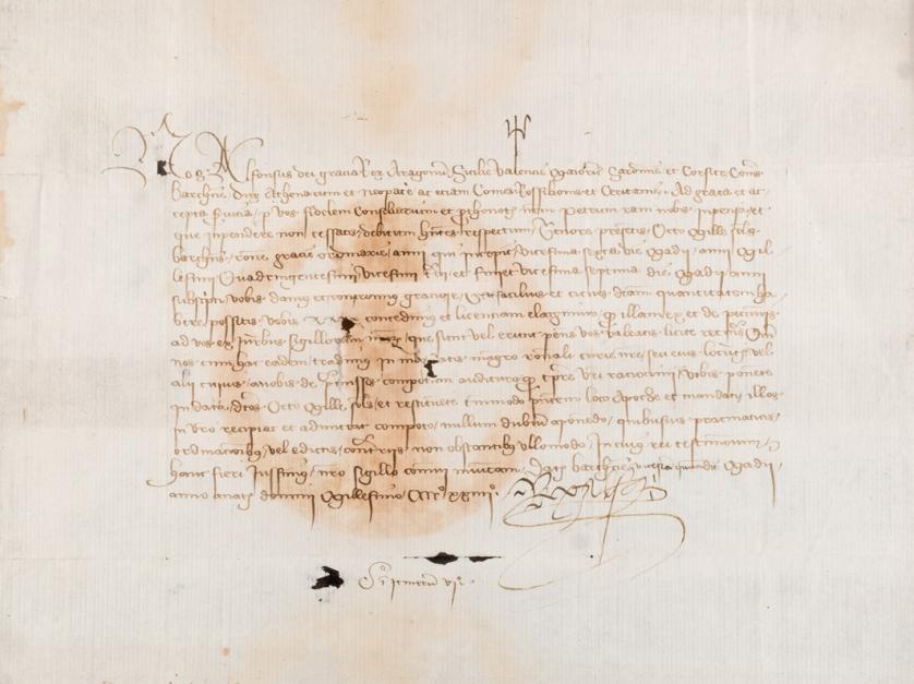 Privilegio del Rey Alfonso V de Aragón. 1427?