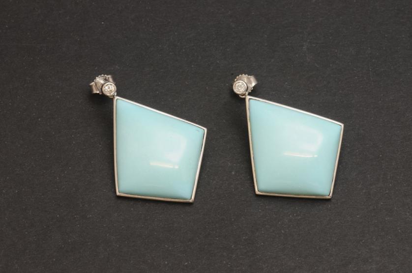 Turquoise and diamond earrings