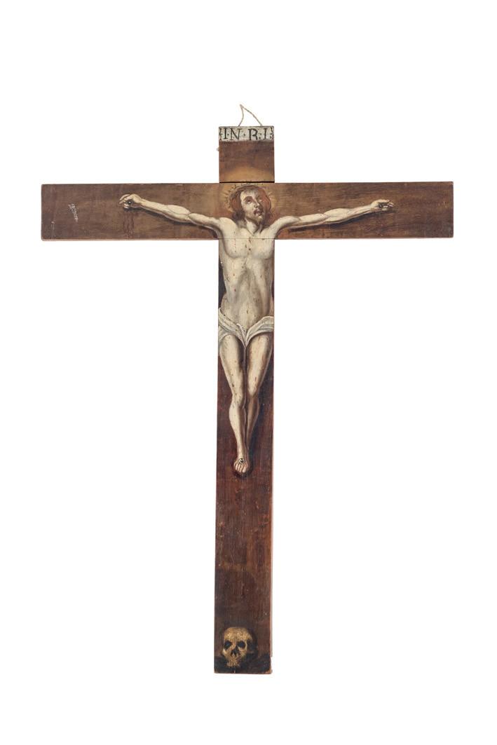 Cristo crucificado pintado sobre cruz