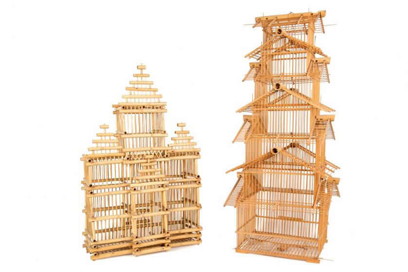 Pair of bamboo cages