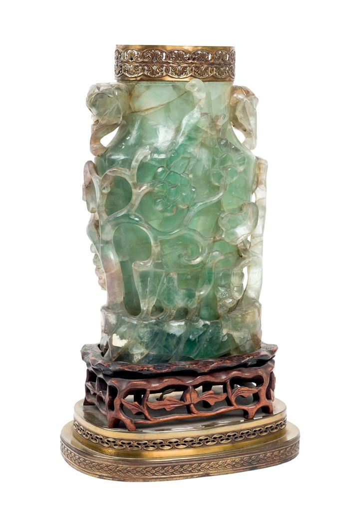 Lámpara de fluorita con decoración oriental