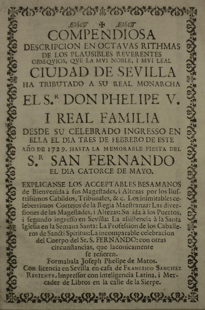 Obsequios de la ciudad de Sevilla a D. Phelipe V