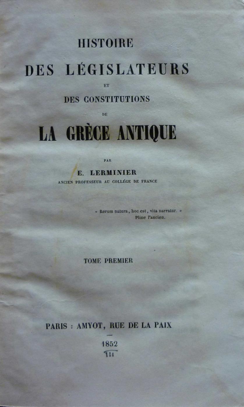 Lerminier. La Gréce antique