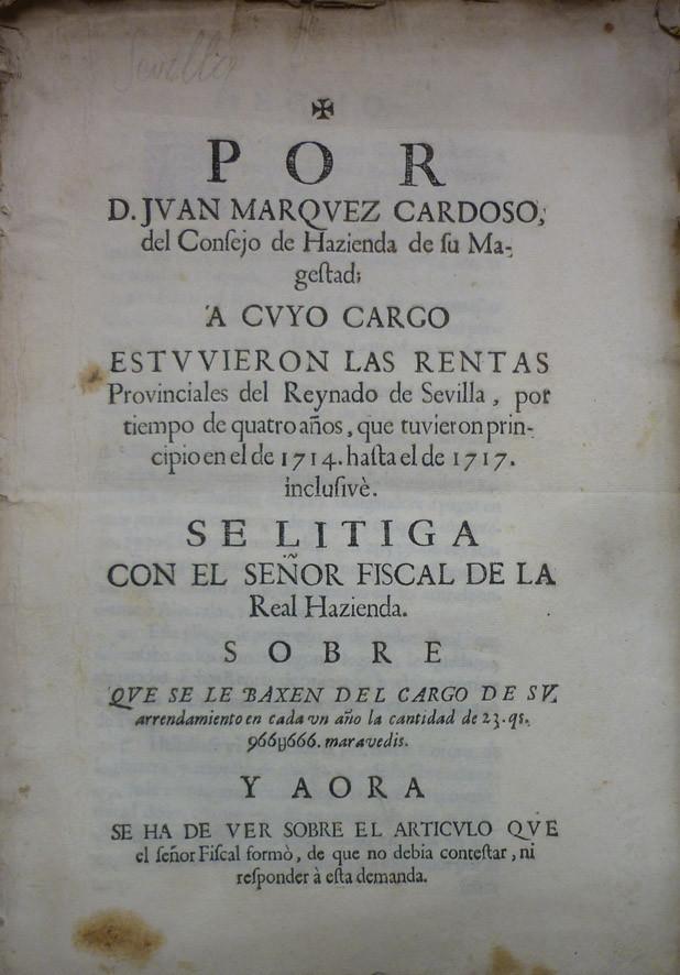 Provincial income of the Reynado de Sevilla