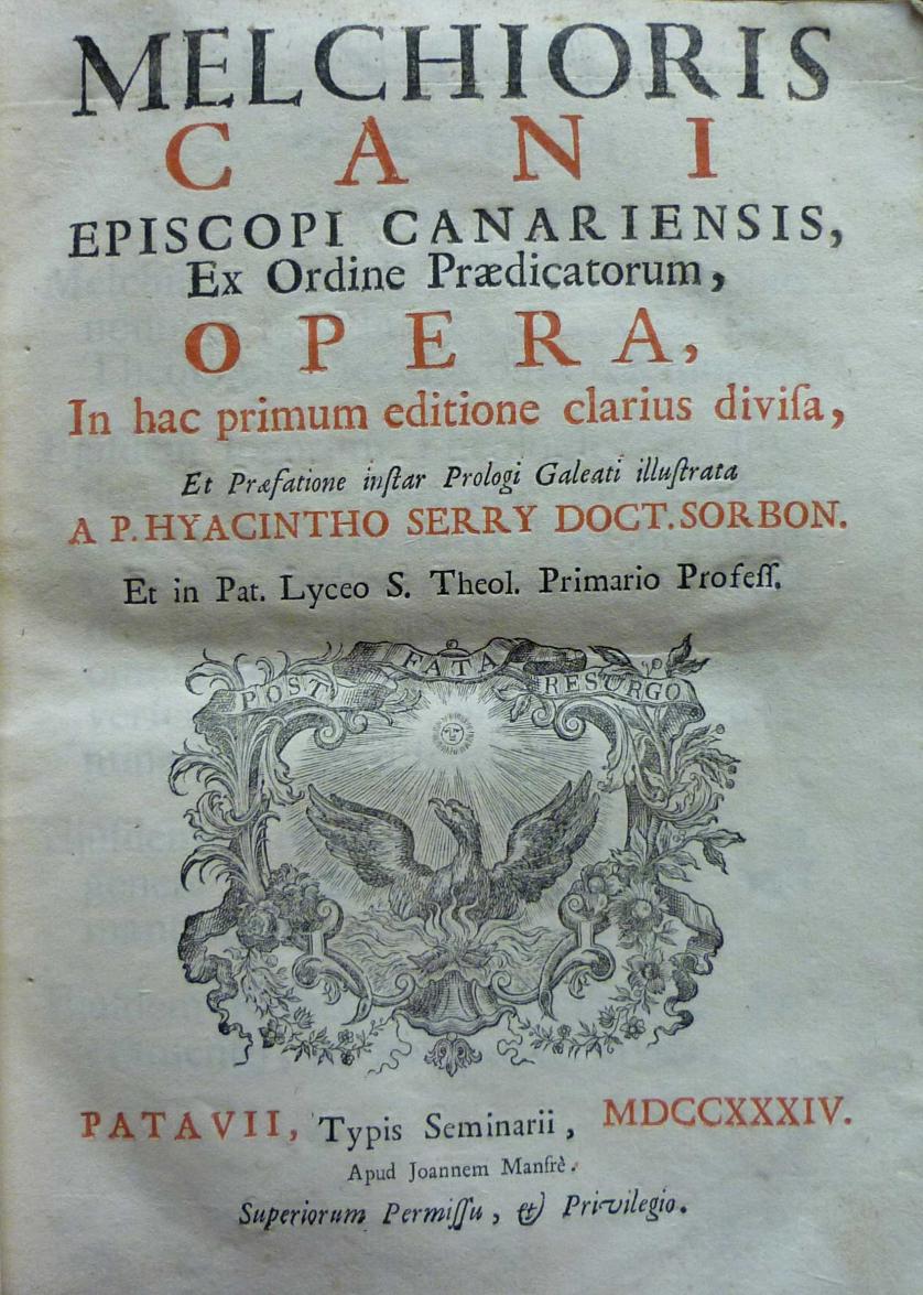 Melchioris Cani. Opera