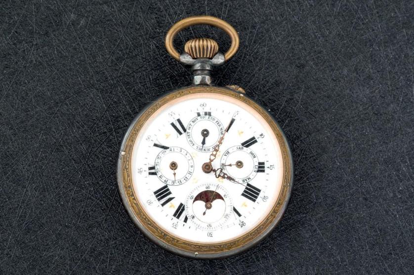 Reloj lepine de metal con calendario completo