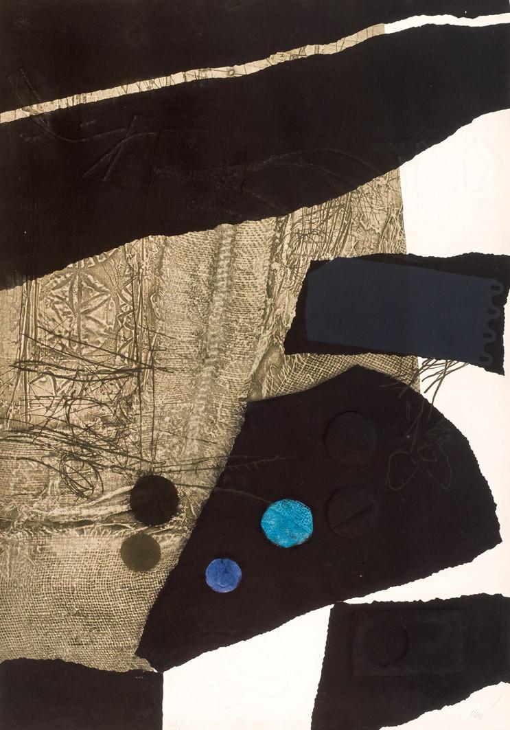 Antoni Clave. Bag and black shapes (1974)